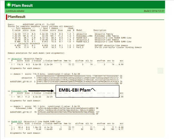 page pfam result